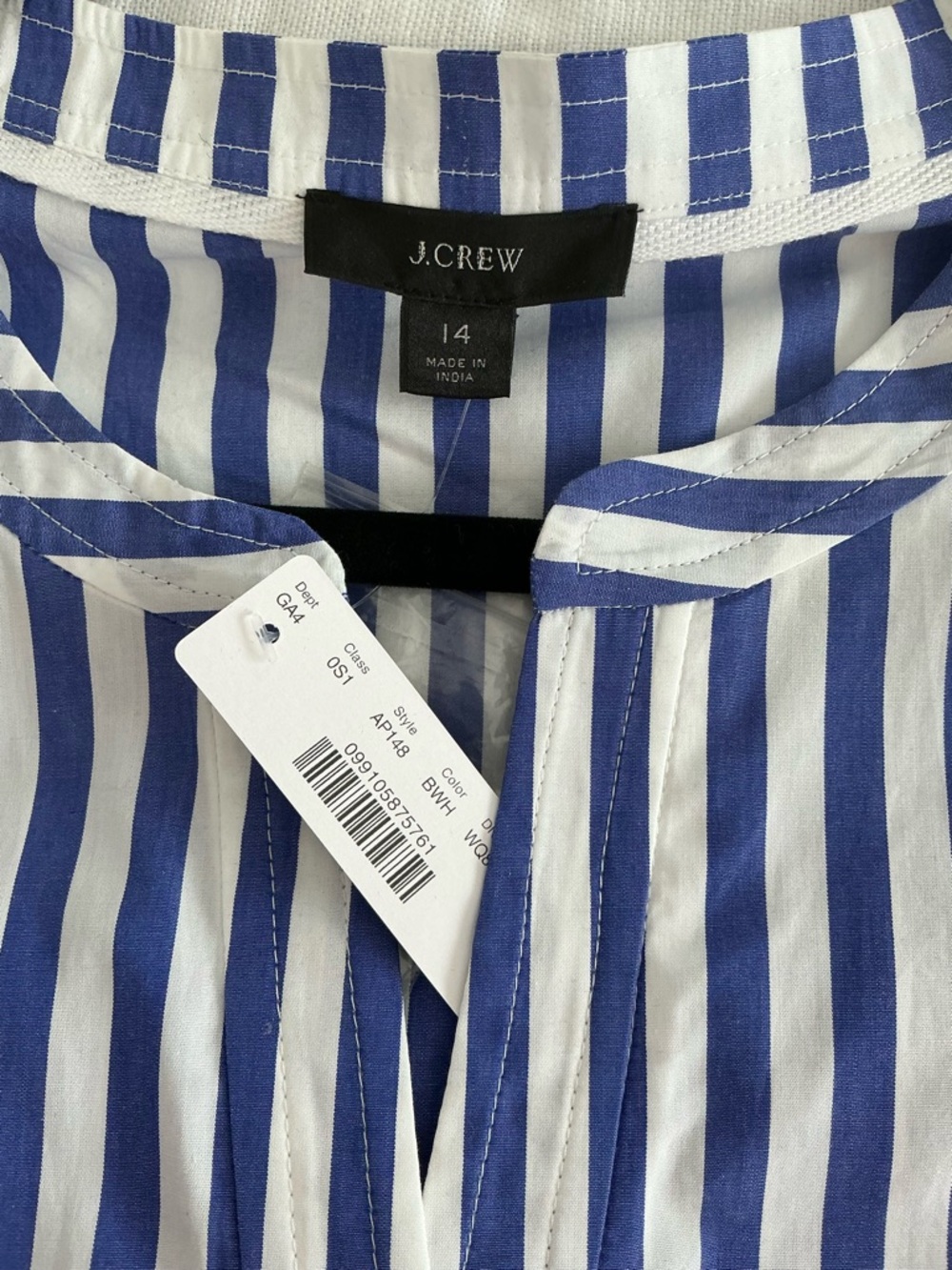 NWT J. Crew Blue and White Striped dress with pockets. - Picture 7 of 8